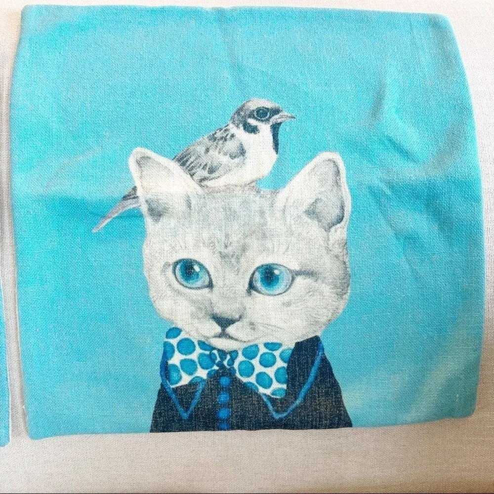 Decorative Pillow Covers Set of 2 Boy Girl Cat Kitten